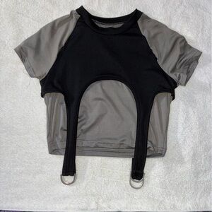 SHEIN Black and Gray Women's Top